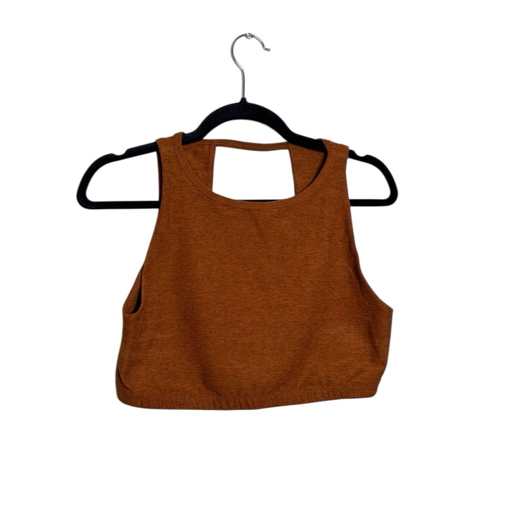 Beyond Yoga Sports Bra Womens Sz L Orange Spacedye Crop Top Open Back Soft